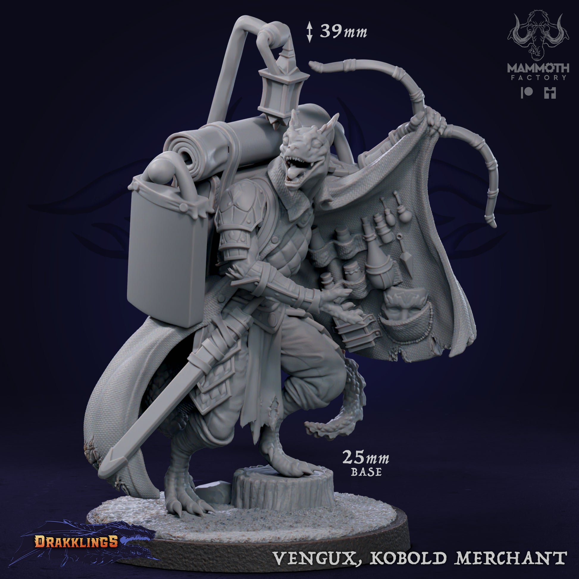 Vengux Kobold Merchant D&D miniatuur - handelaar uit Drakklings of Dragons Keep collectie, hoogdetail resin DND miniaturen NPC voor fantasy tabletop RPG van Quest & Craft