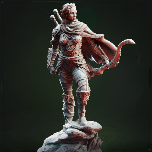 Virana Hunter of Hellspawn D&D miniatuur - meedogenloze demon hunter met specialized weapons uit Feet First Into Hell campagne, premium DND miniaturen fantasy specialist warrior voor TTRPG demon encounters uit Nederland bij Quest & Craft