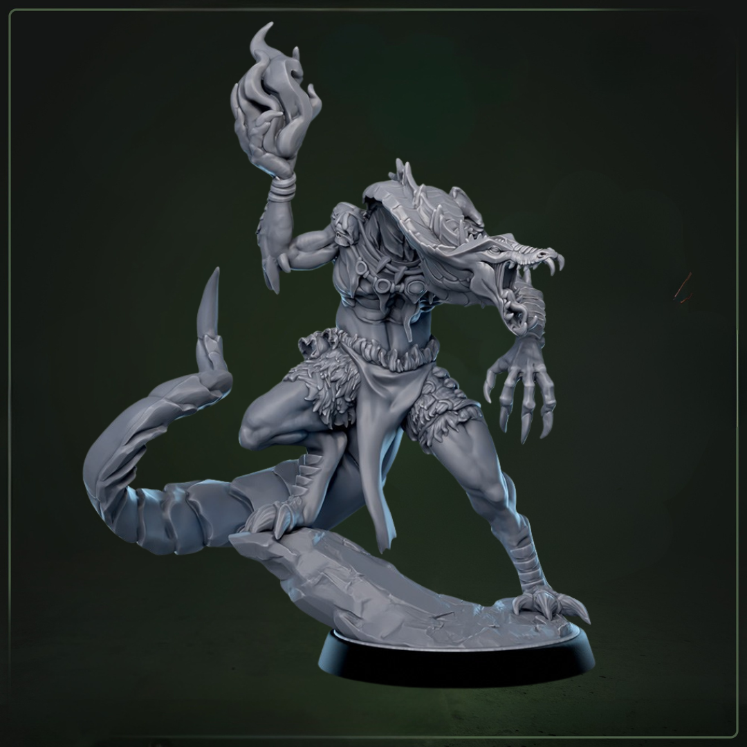 Vrakis Prophet of Division D&D miniatuur - draconische profeet necromancer uit Cliffs of Drakkenfall collectie, hoogdetail resin DND miniaturen voor fantasy tabletop RPG van Quest & Craft
