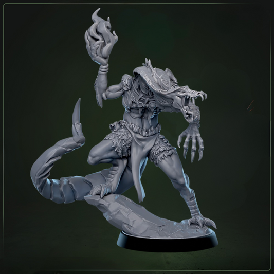 Vrakis Prophet of Division D&D miniatuur - draconische profeet necromancer uit Cliffs of Drakkenfall collectie, hoogdetail resin DND miniaturen voor fantasy tabletop RPG van Quest & Craft
