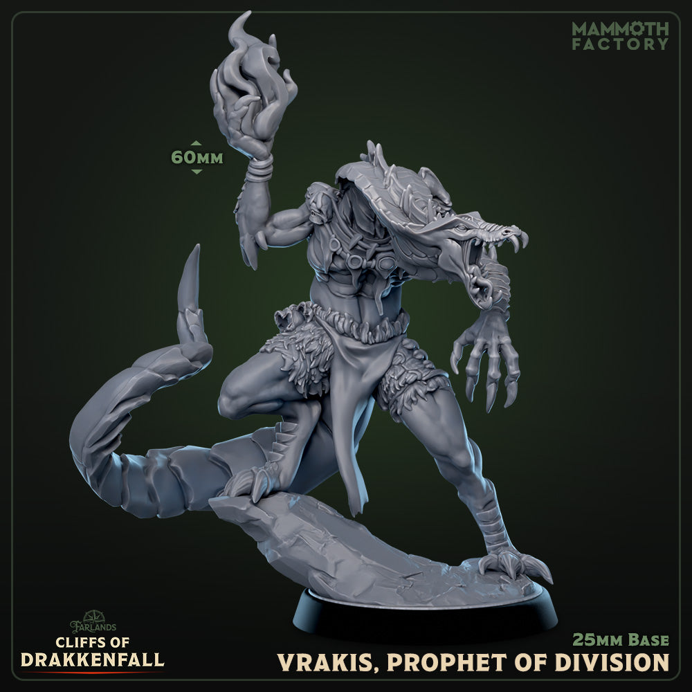 Vrakis Prophet of Division D&D miniatuur - draconische profeet necromancer uit Cliffs of Drakkenfall collectie, hoogdetail resin DND miniaturen voor fantasy tabletop RPG van Quest & Craft
