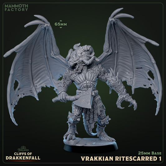 Vrakkian Ritescarred D&D miniatuur model 1 - gemuteerde krijger uit Cliffs of Drakkenfall collectie, hoogdetail resin DND miniaturen voor fantasy tabletop RPG van Quest & Craft
