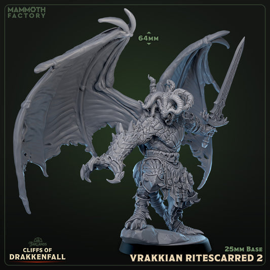 Vrakkian Ritescarred D&D miniatuur model 2 - ritueel getransformeerde krijger uit warband set, fantasy miniaturen voor donkere encounters bij Quest & Craft
