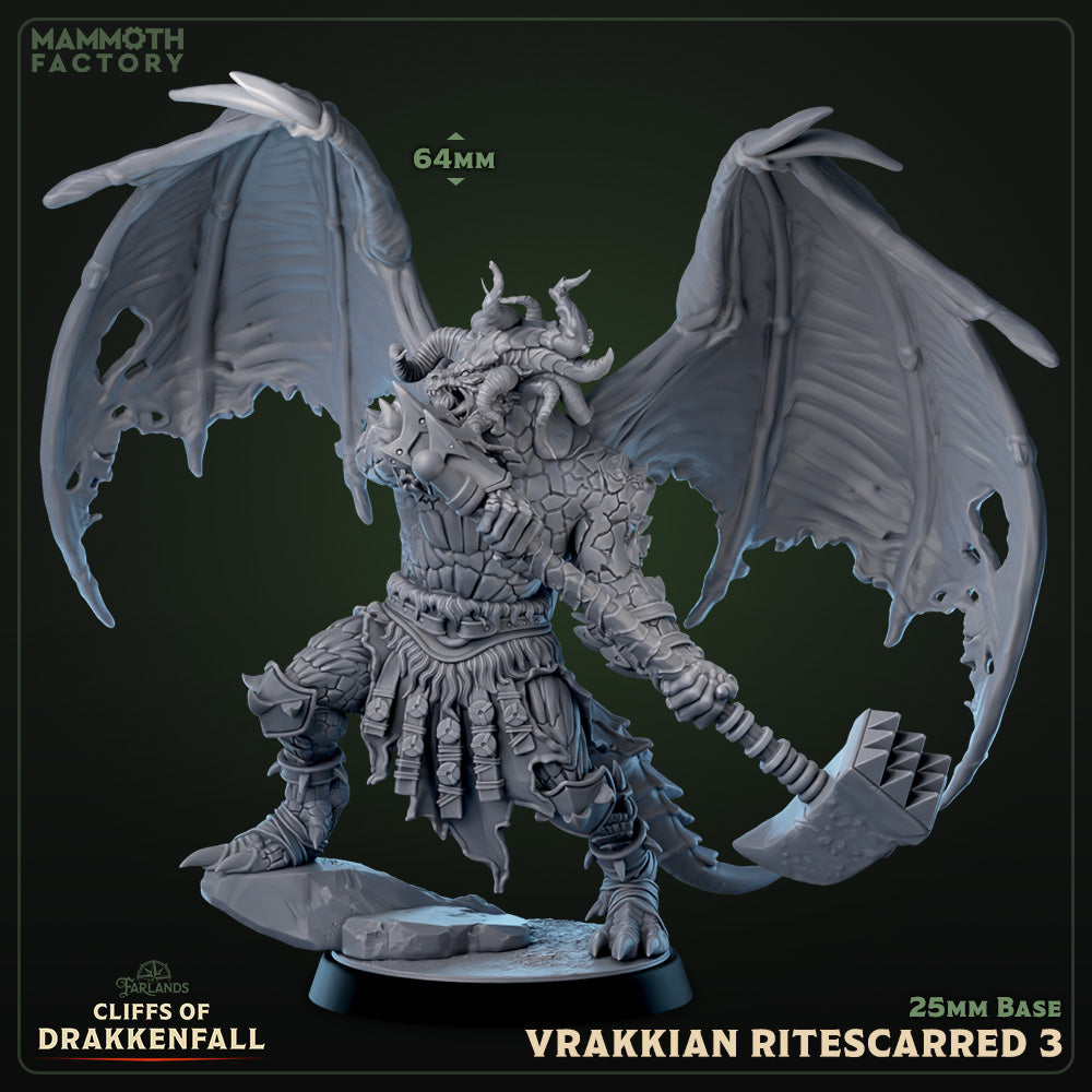 Vrakkian Ritescarred D&D miniatuur model 3 - gemuteerde strijder uit Cliffs of Drakkenfall warband, met mace, TTRPG miniaturen voor Dungeons & Dragons van Quest & Craft
