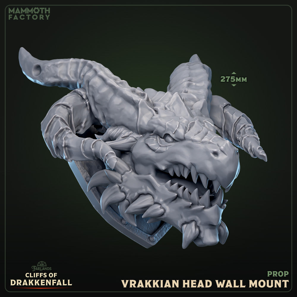Vrakkian Wall Mount D&D miniaturen scenery - fantasy muurdecoratie uit Cliffs of Drakkenfall collectie, hoogdetail resin DND miniaturen accessoire voor tabletop RPG van Quest & Craft
