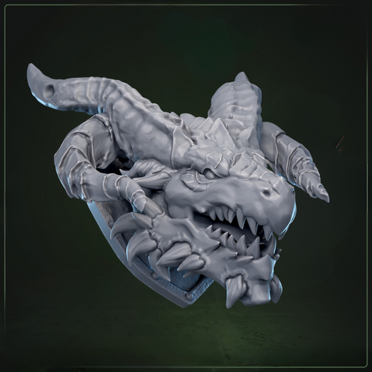 Vrakkian Wall Mount D&D miniaturen scenery - fantasy muurdecoratie uit Cliffs of Drakkenfall collectie, hoogdetail resin DND miniaturen accessoire voor tabletop RPG van Quest & Craft
