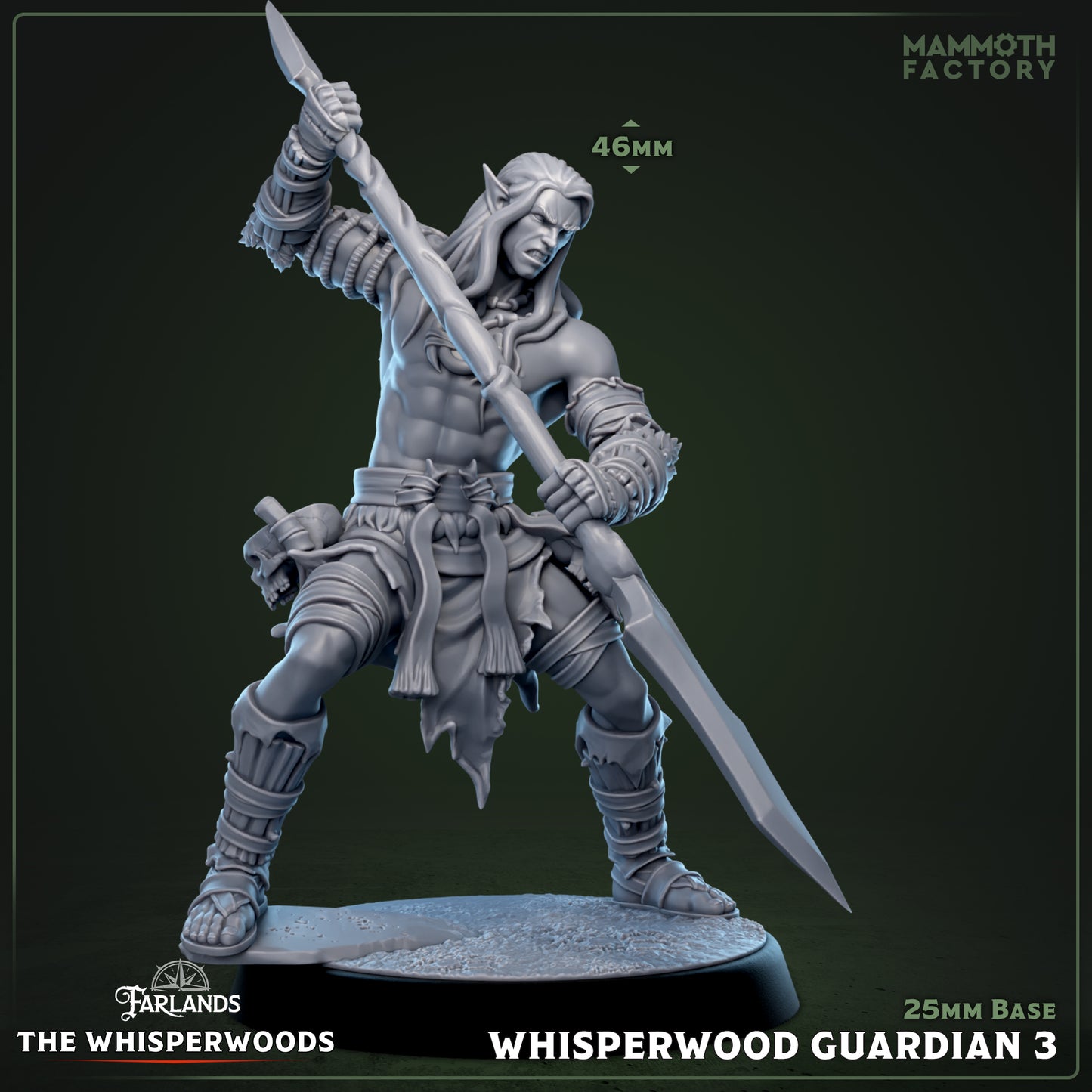 Whisperwood Guardians D&D miniatuur model 3 - toegewijde wachter uit The Whisperwoods warband, TTRPG miniaturen voor Dungeons & Dragons van Quest & Craft

