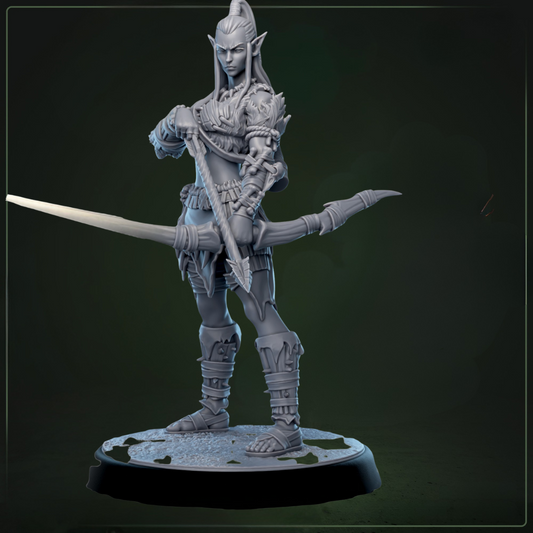 Whisperwood Rangers D&D miniatuur model 1 - elite ranger warband leider uit The Whisperwoods collectie, hoogdetail resin DND miniaturen voor fantasy tabletop RPG van Quest & Craft
