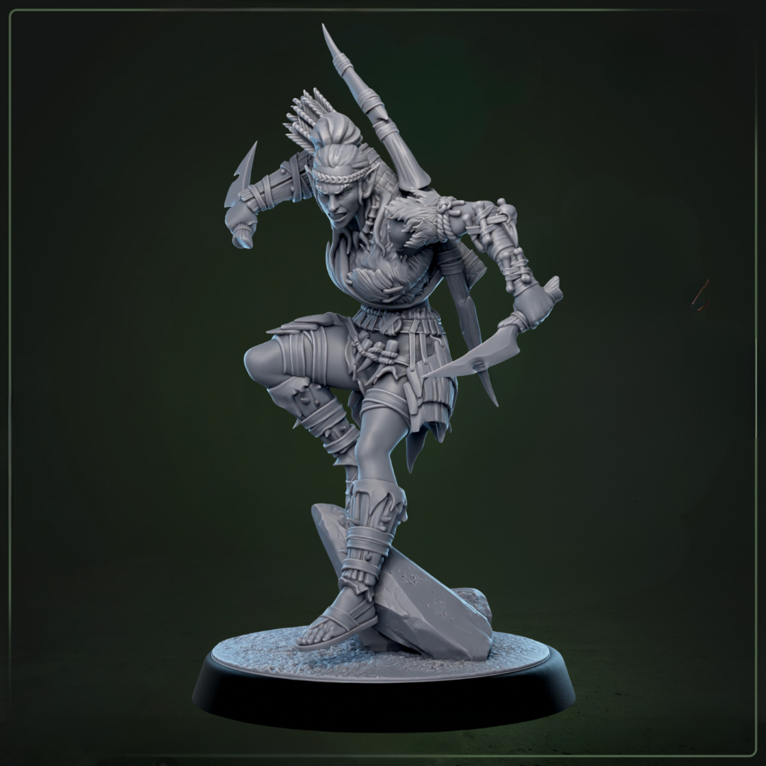 Whisperwood Rangers D&D miniatuur model 3 - gespecialiseerde jager uit The Whisperwoods warband, TTRPG miniaturen voor Dungeons & Dragons van Quest & Craft
