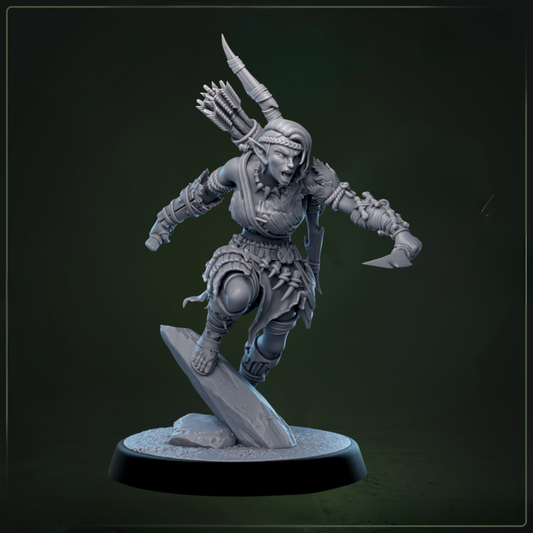 Whisperwood Rangers D&D miniatuur model 4 - ranger specialist met unieke uitrusting uit warband collectie, DND miniaturen voor tabletop RPG bij Quest & Craft
