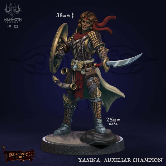 Yasina Auxiliar Leider D&D miniatuur - ColorReference -  strategische vrouwelijke commandant van de Draconic Legion, hoogdetail resin DND miniaturen voor fantasy tabletop RPG van Quest & Craft
