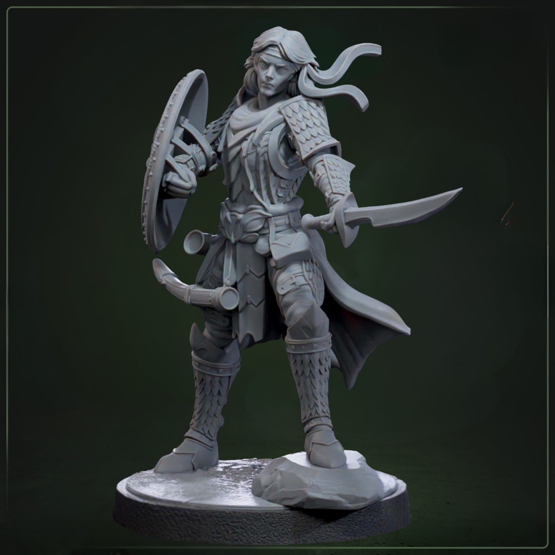 Yasina Auxiliar Leider D&D miniatuur - strategische vrouwelijke commandant van de Draconic Legion, hoogdetail resin DND miniaturen voor fantasy tabletop RPG van Quest & Craft
