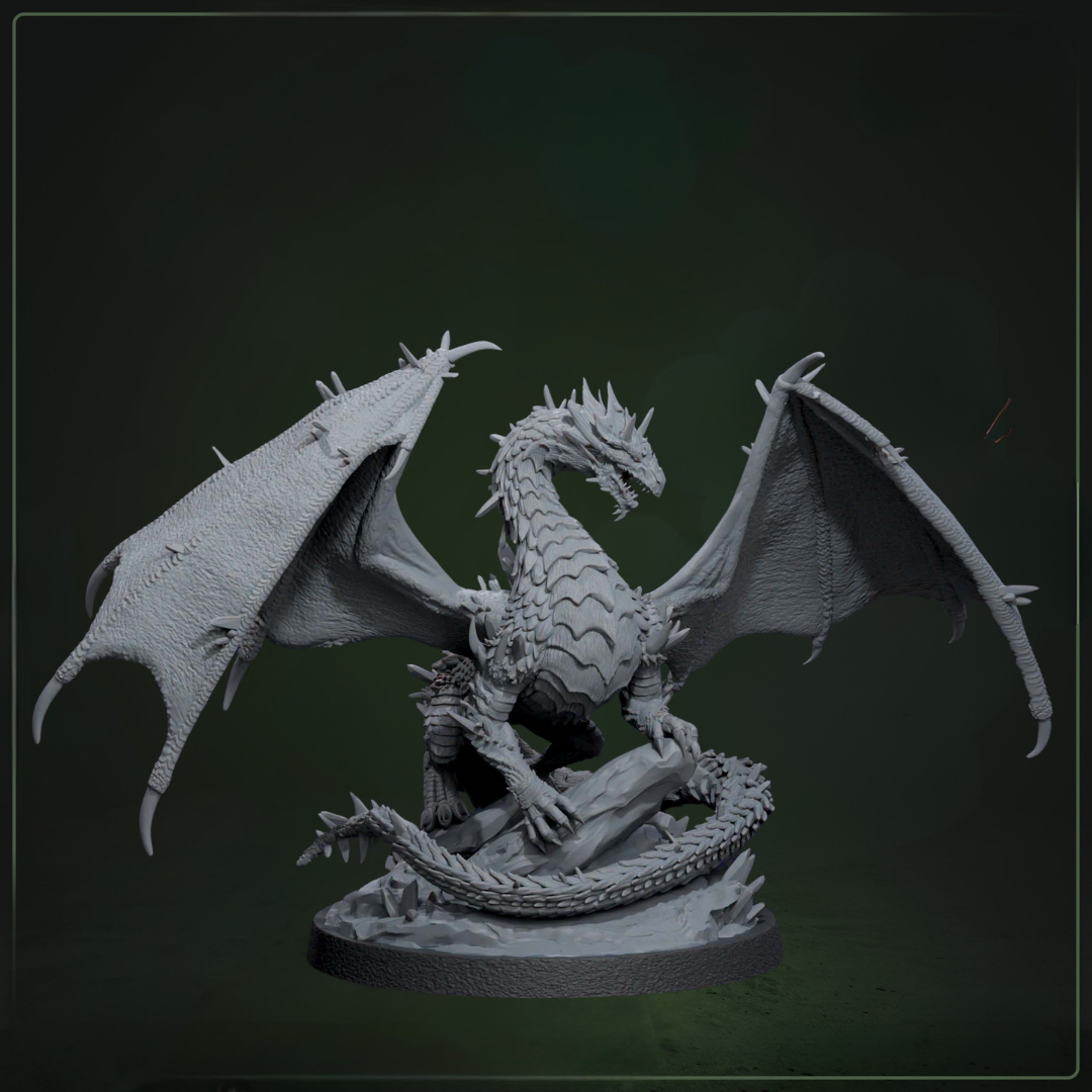 Young Tarralith Dragon D&D miniatuur - krachtige mutated draak uit Tarralith Dragon Evolution collectie, hoogdetail resin DND miniaturen voor fantasy tabletop RPG van Quest & Craft
