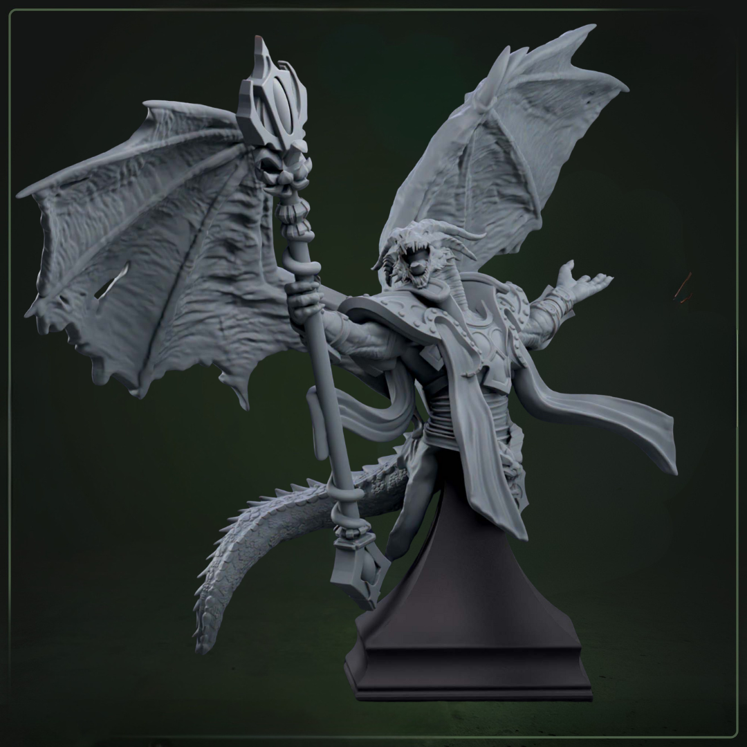 Ascendant Pyrophant Bust - D&D Miniaturen Character Bust Vuurpriester uit Solaris Drakkarum
